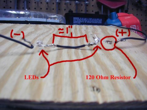 1998 Ford Taurus - Diagram illustrates how to wire LEDs with a resistor for a circuit.