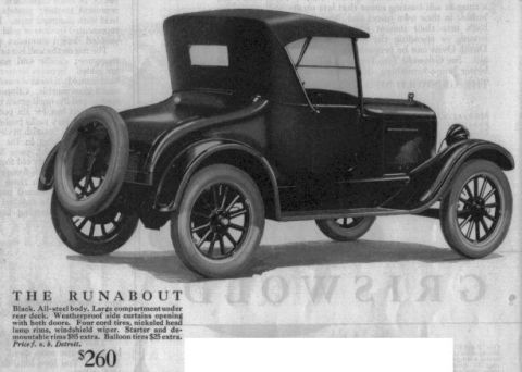 1909 Ford Model T - Advertisement for the 1926-1927 Ford Model T Runabout, priced at $260.