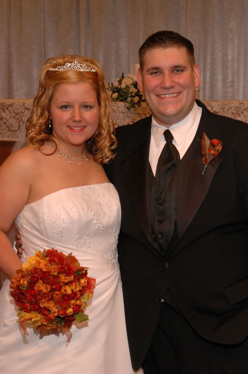 Wedding couple posing for a photo