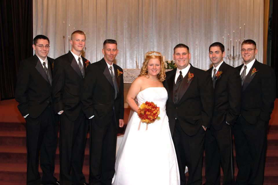 Wedding party posing for a photo