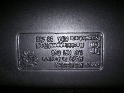 2002 Volkswagen Jetta - This part identification plate shows manufacturing details including 'Made in Austria' and part numbers.