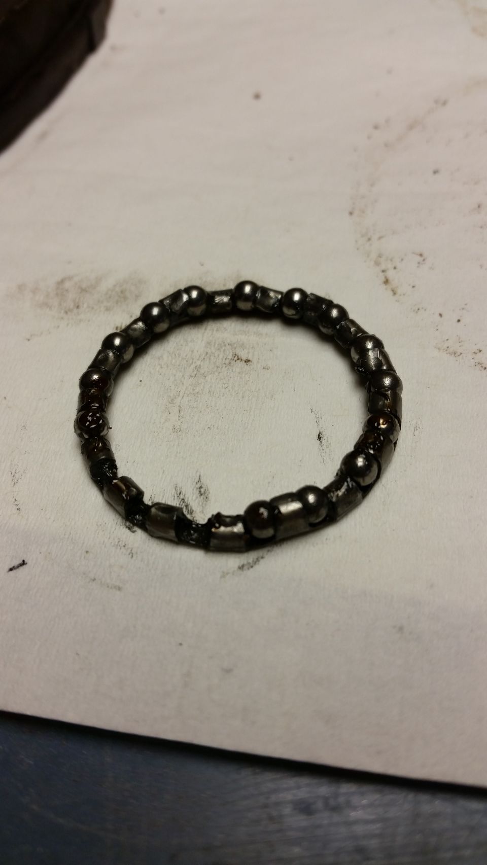 worn bearing cage with balls