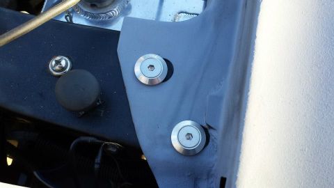 1976 Ford Ranchero - Close-up of an engine bay bracket with visible hardware.