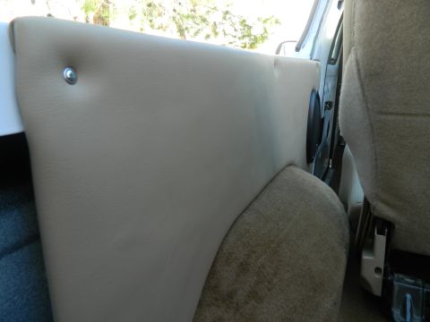 1979 Ford Bronco - Close-up view of a tan interior door panel, showing a speaker integrated into the door.