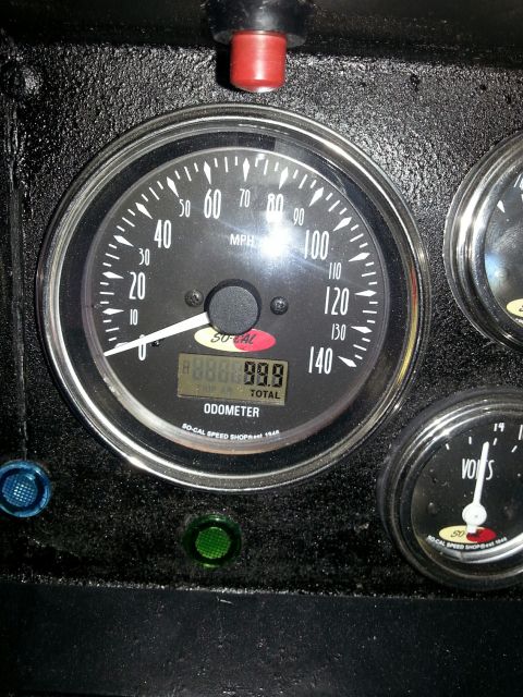 1979 Ford Bronco - The dashboard features custom gauges from SO-CAL Speed Shop, indicating a total mileage of 99.9.