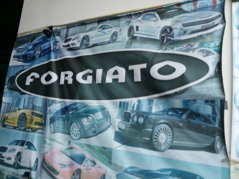 1968 Ford Mustang - A banner displays various luxury cars and the brand name FORGIATO.