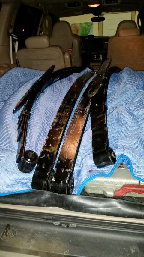 2003 Ford Excursion - The X and B code leaf springs just showed up. Had to have help lifting the rears.