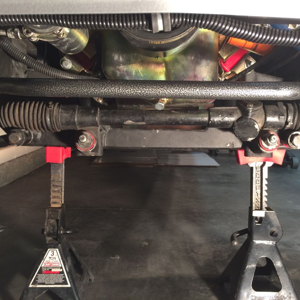 1965 Mustang flow master american thunder exhaust kit to fox body style shorty headers view from front