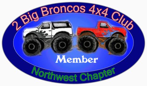 1996 Ford Bronco - 2 Big Broncos Logo (dark blue background)