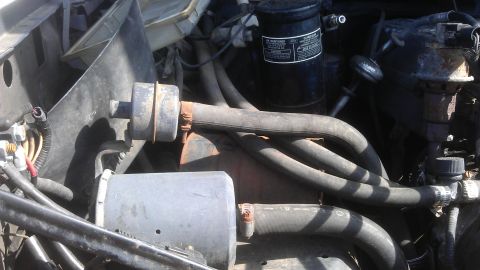 1994 Ford Bronco - Close-up view of an engine bay with various hoses and components.