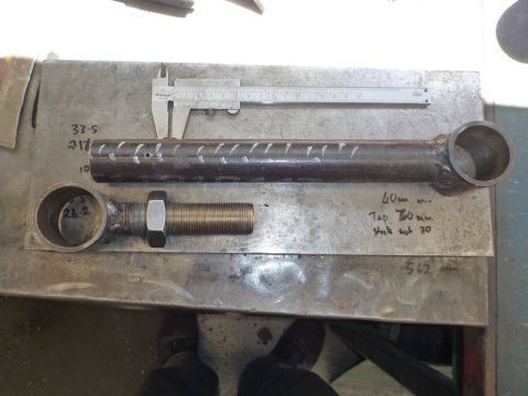 1964 Mercury Monterey - Custom metal part with bolt and caliper shown for scale. Dimensions are marked on the surface.