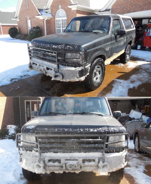 1983 Ford Bronco - This is buildup from me widening the roads during the ice storm...