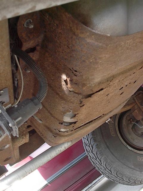 1979 Ford Bronco - The frame of this vehicle is heavily corroded and shows signs of structural compromise.