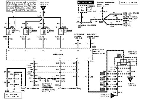 1990 Ford F-250 - This is a complex electrical diagram showing component interconnections and signal flow.