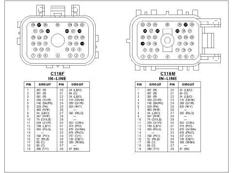 1990 Ford F-250 - These diagrams detail wiring connectors and their pin assignments for vehicle systems.