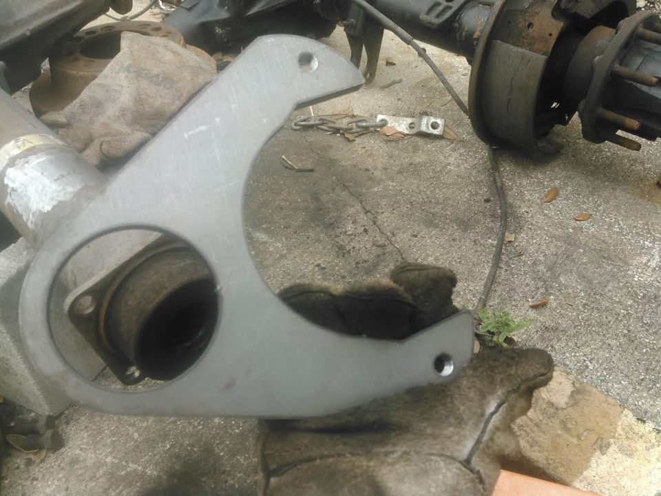 this is my weld on disc brake bracket from Ruffstuff. this one specifically is for a 9inch axle with 3.0inch tube which i accidentally ordered instead of for the 3.5inch. the reason I choose this bracket was because it was designed to work with the same rotors found on the front of my truck and should work great with 15inch wheels. there are other brackets they sell but I was unsure if they fit inside the 15inch wheels or the 5x5.5inch rotors because they are more for 8-lug setups and bigger rotors