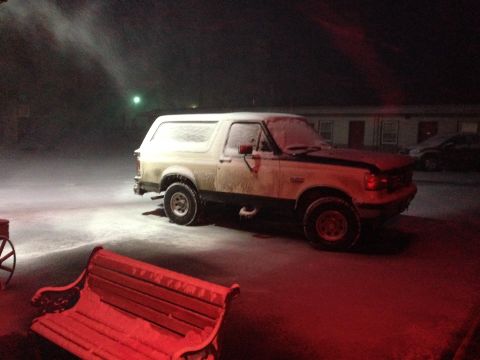 1989 Ford Bronco - WyDOT shut down the interstate. I was lucky enough to find a motel about 5 miles down the road.
