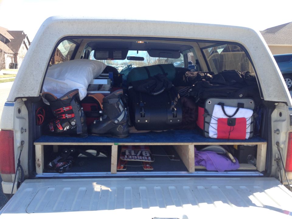 Leaving Utah for Wyoming skiing.  Skis/poles and some tools below.  All other gear above.