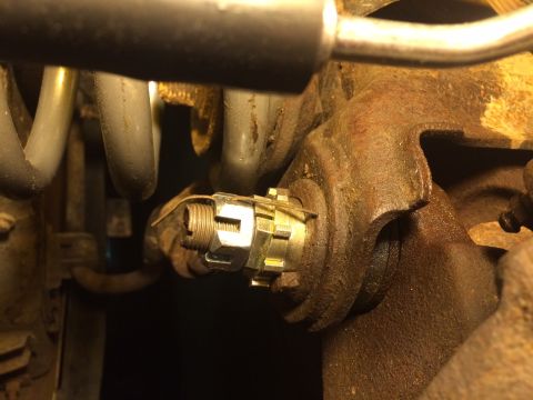 1991 Ford Bronco - Moog adjustable bushing. This is as far as I can get it to seat, and I had to put it in the fully neutral position to get them down this fa…