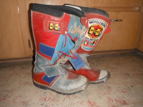 1966 Ford Bronco - Hallman motocross boots with "Motocross des Nations" patch are shown.