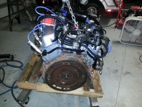 1994 Ford Bronco - Engine assembly on a pallet, ready for installation or repair.