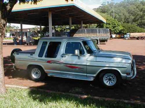 1970 Ford F-100 - This 1970 Ford F-100 pickup truck features a distinctive custom decal on its side and is parked outdoors.
