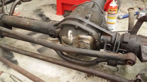 1978 Ford Bronco - This is a close-up view of a vehicle's rear axle assembly, showing various mechanical components.