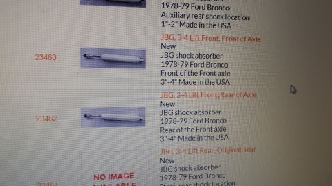 1978 Ford Bronco - Catalog listing for a shock absorber, potentially for a 1978-79 Ford Bronco.