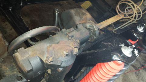 1978 Ford Bronco - Steering gear box and suspension parts are visible in this close-up view.