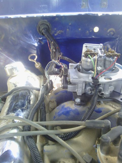 1978 Ford Bronco - Engine bay detail showing carburetor and electrical connections.