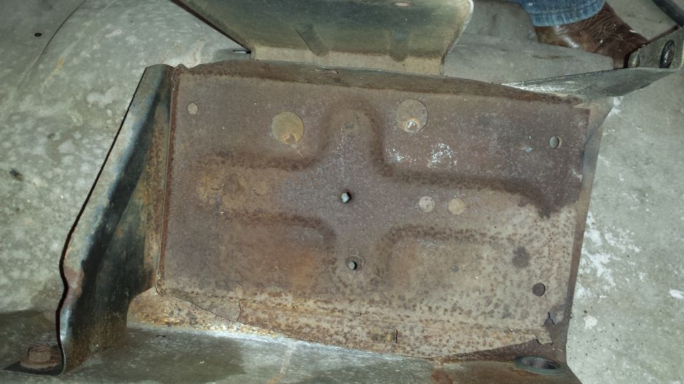 Rusted metal bracket, close-up view
