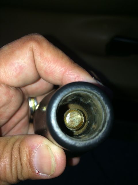 1997 Dodge 3500 - Interior view of a shifter knob, showing the mechanism for attachment.
