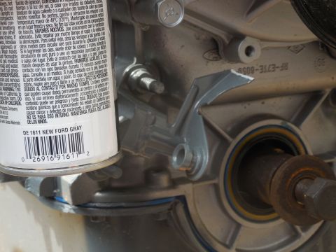 1993 Ford Bronco - This should make it a LOT easier to set timing. The white line is just a paint pen. The timing cover has Aluminum cast coat. The smear abov…