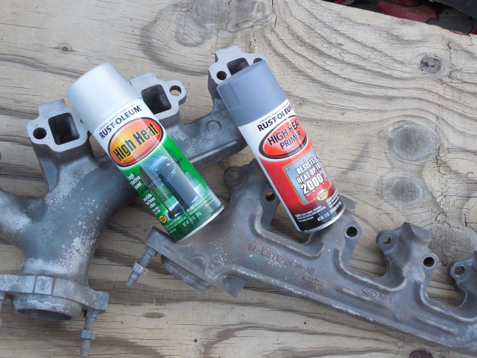 These are sanblasted inside & out in preparation for priming & painting INSIDE & OUT.  I tried to do that on Frank's '75 Bronco, but we ended up having to change the manifolds, so I didn't get to find out if it works.  This time, I'm using the correct primer (Rustoleum 249340), and I'll cure the paint (Rustoleum 7716) exactly the way the instructions recommend.

See the NEXT dozen captions...