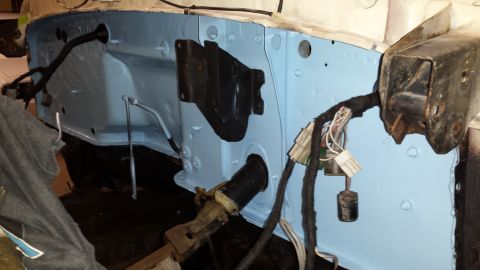 1978 Ford Bronco - Firewall and wiring harness detail, likely during restoration or repair work.