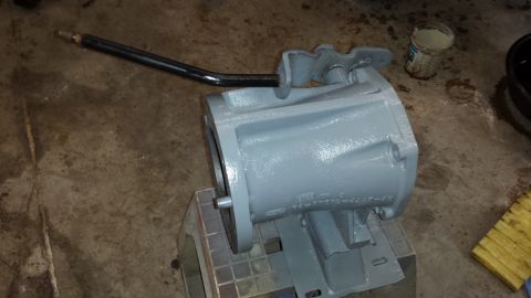 1978 Ford Bronco - Automotive part, possibly a transmission or transfer case, painted gray and ready for installation.