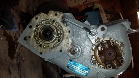 1978 Ford Bronco - Close-up of a New Process Gear transfer case, likely from an older 4x4 vehicle.