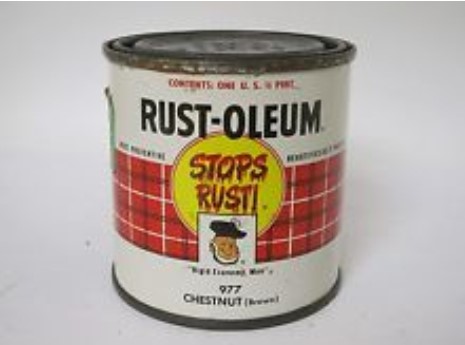 1990 Ford Bronco - A can of Rust-Oleum paint in Chestnut (Brown) color, labeled 'Stops Rust!'