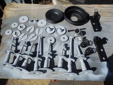 1993 Ford Bronco - Most of this is just Rustoleum Primer/Sealer 249321, but the pulleys have Rustoleum low-gloss engine black 248938 on top, & the rear seat h…