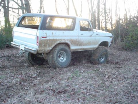 1979 Ford Bronco - This 1978 Ford Bronco is shown off-road, covered in mud.