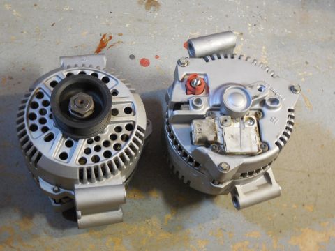 1993 Ford Bronco - While the alternators were apart, I sandblasted & painted their cases & pulleys. Then I wire-brushed all the grounding points down to bare…