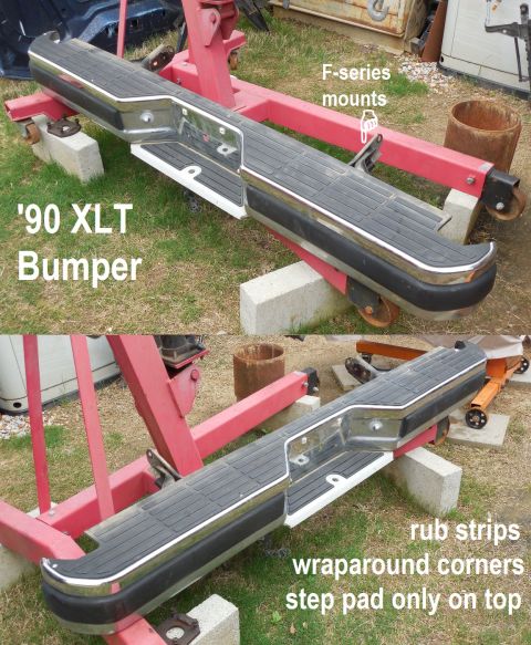 1993 Ford Bronco - I stumbled across this pristine '87-91-style XLT bumper, and couldn't pass it up. The rub strips will be perfect for mounting the rear park…