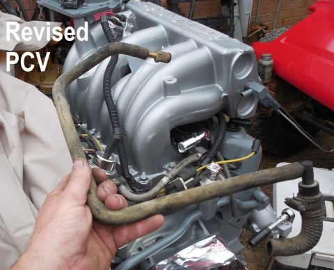 1993 Ford Bronco - In addition to the actual revised PCV parts, I also got the revised vacuum nipples. This short hose is F5TE- -BA, and the long hose is F4TE…