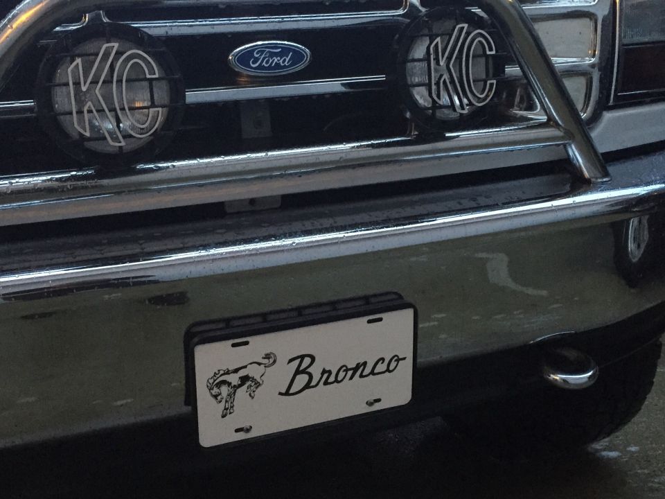 Ford grille with KC lights and Bronco license plate