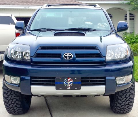 2005 Toyota 4Runner - This blue Toyota 4Runner is shown from the front with a custom license plate.