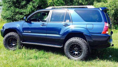 2005 Toyota 4Runner - This blue 2005 Toyota 4Runner features a 3-inch lift kit and aggressive off-road tires, giving it a stance.