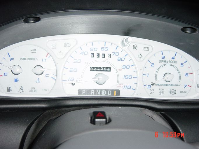 Dashboard gauges with odometer reading 92709.3 and PRNDI selector