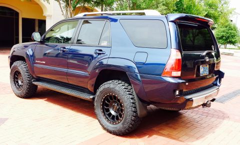 2005 Toyota 4Runner - This blue Toyota 4Runner has been modified with off-road tires and a lift kit.