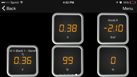 1996 Ford Bronco - A digital display shows various vehicle sensor readings and acceleration data.