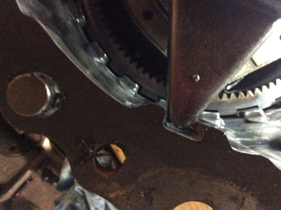 Close-up of transmission gears and housing